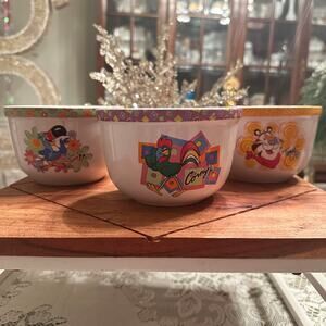 VTG Kellogg's Cereal Mascot Bowls Set of 3 Tony Tiger, Toucan Sam, Corny *Read